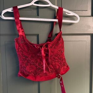 Elegant Red Lace Bustier Top